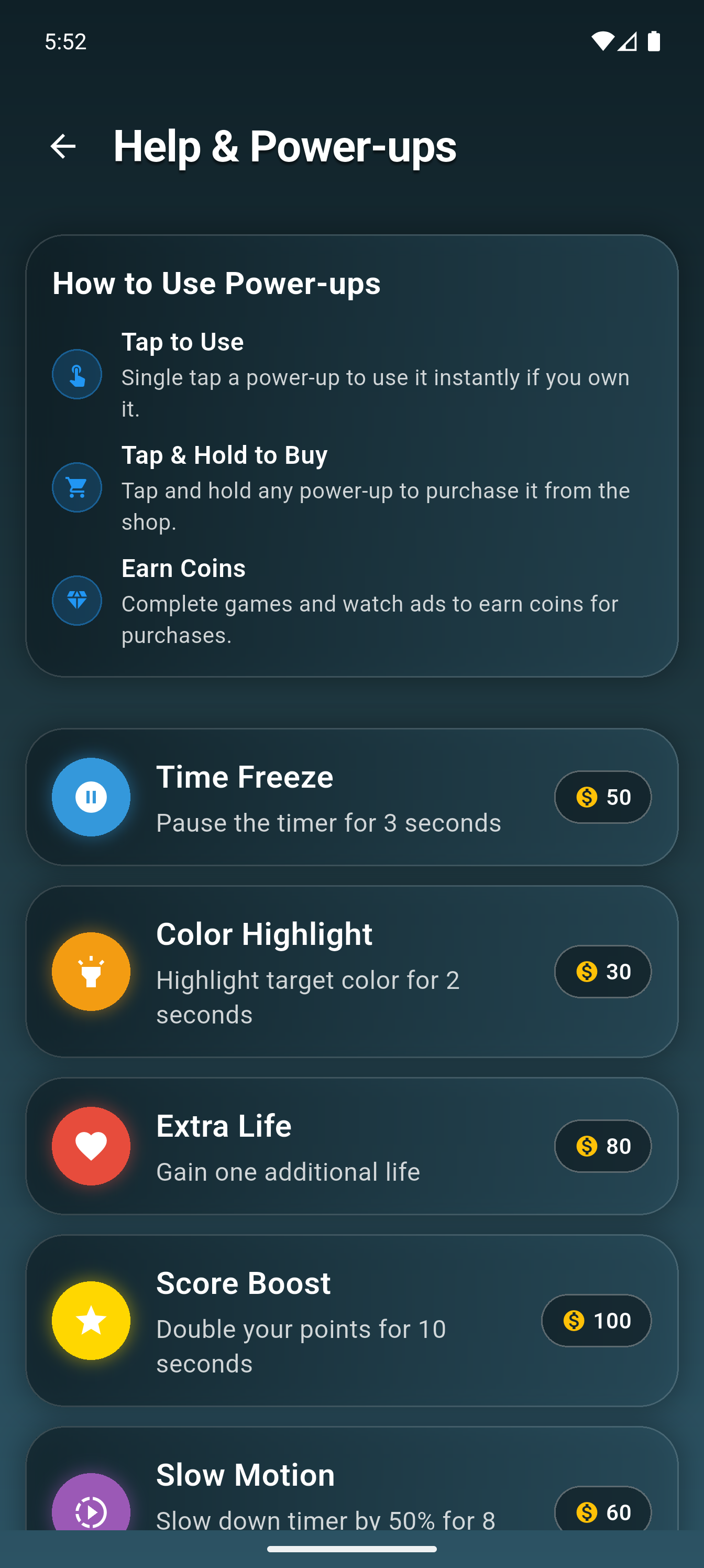 TapaNova statistics screen displaying progress and achievements